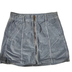American Eagle blue grey wide wale corderoy front zip mini skirt Size 4